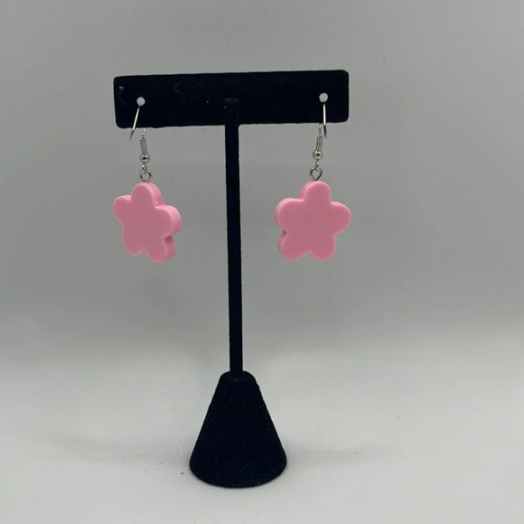 3 For $20 Cute Pink Flower Acrylic Earrings - Lightweight Dangle  “You Pick 3” - Picture 6 of 7